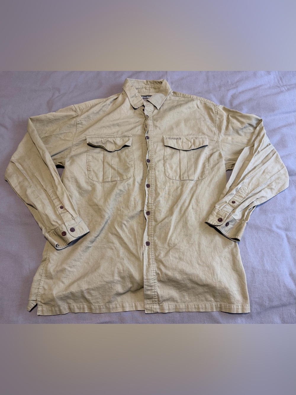 Simms Hiking Shirt Men's XL Khaki Outdoor Workwear Field Rodeo Fishing Gorpcore